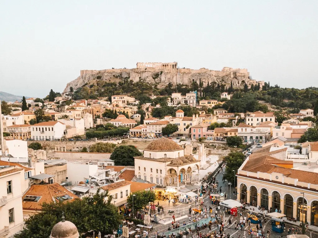 Aerial view of the Acropolis in Athens, Greece