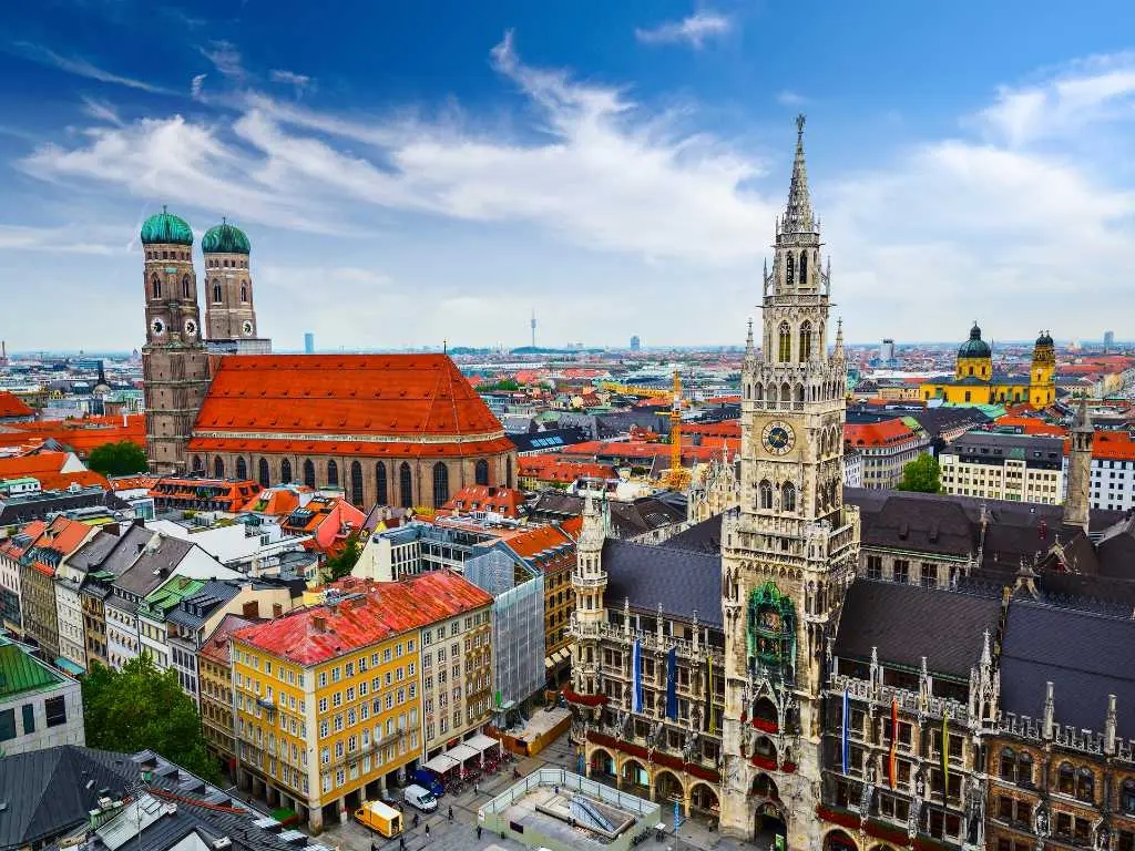 aerial view of Munich Old Town